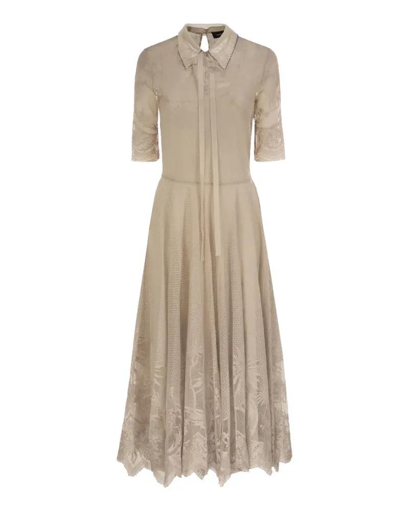 Fabiana Filippi embellished-collar lace midi dress - Nude Nude