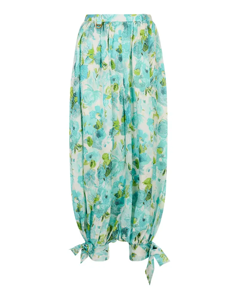 Chloé floral-print pleated trousers - Blau Blau