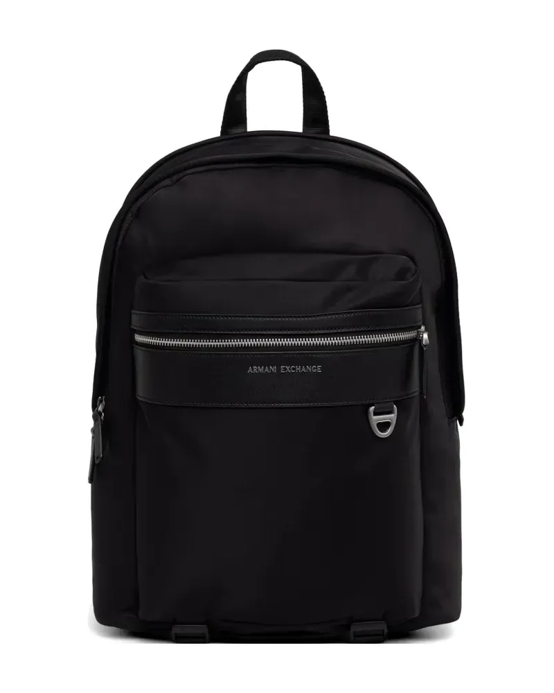 Armani Exchange logo-plaque zip-pocket backpack - Schwarz Schwarz