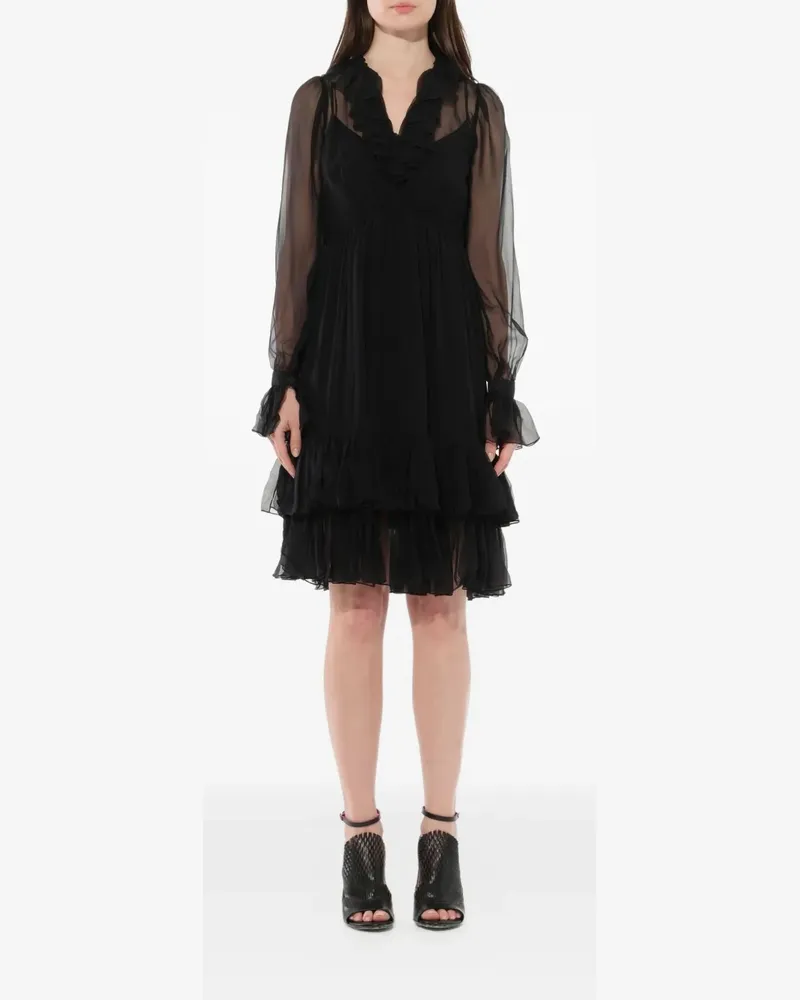 Givenchy Seidenkleid mit Rüschen - Schwarz Schwarz