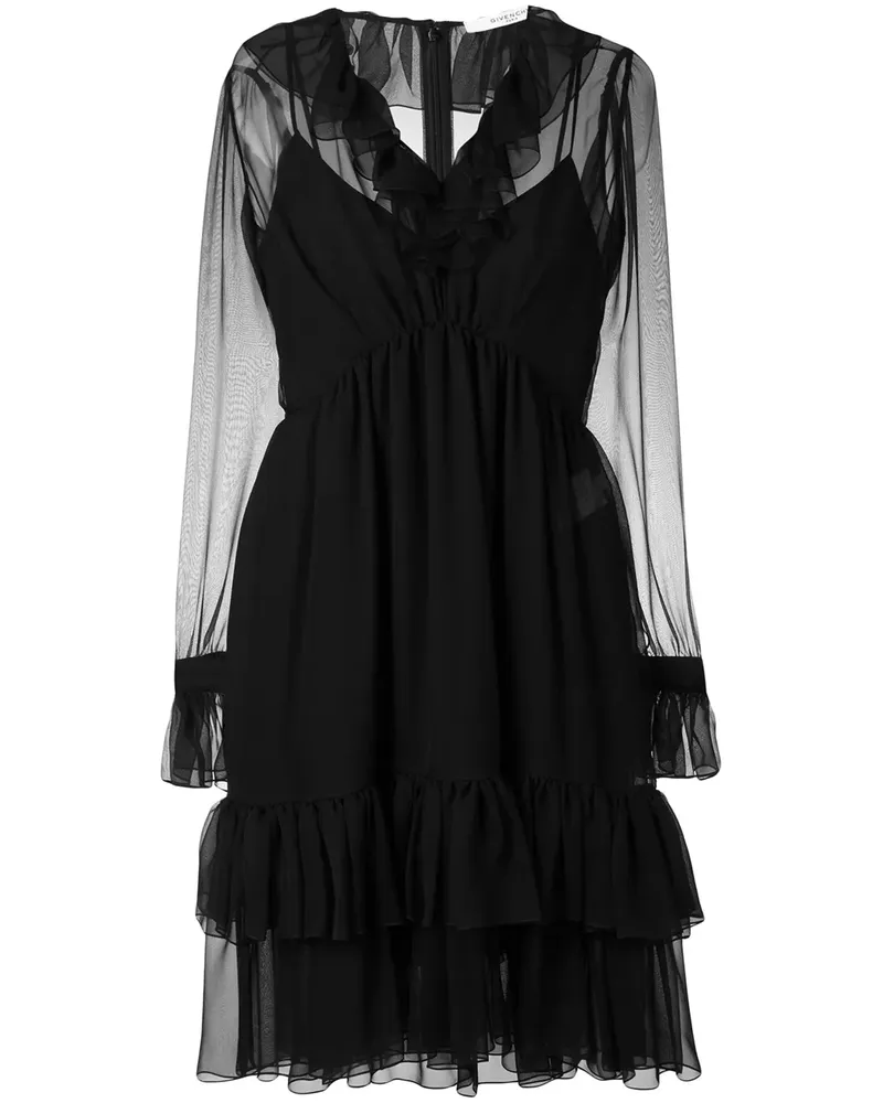 Givenchy Seidenkleid mit Rüschen - Schwarz Schwarz
