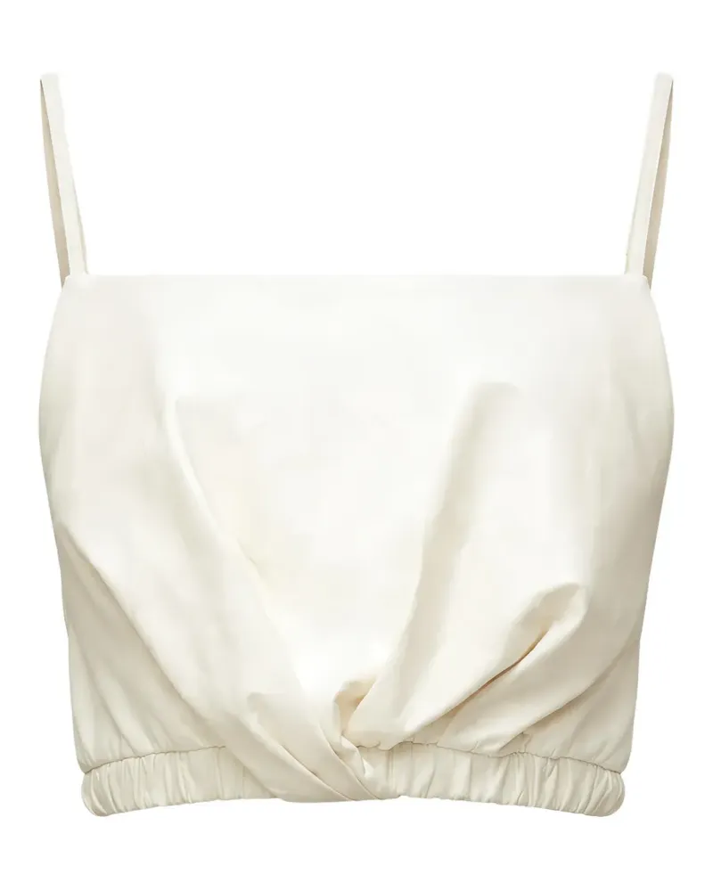 3.1 phillip lim twist-front leather cropped top - Nude Nude