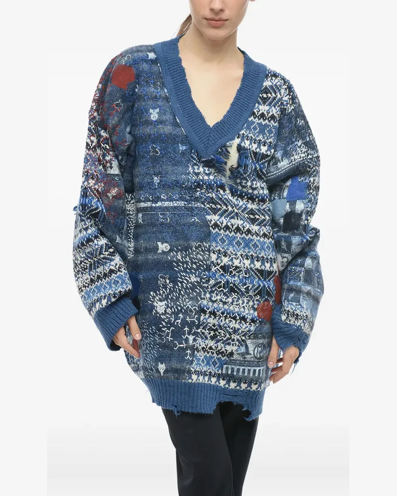 Maison Margiela Pullover mit V-Ausschnitt - Blau Blau