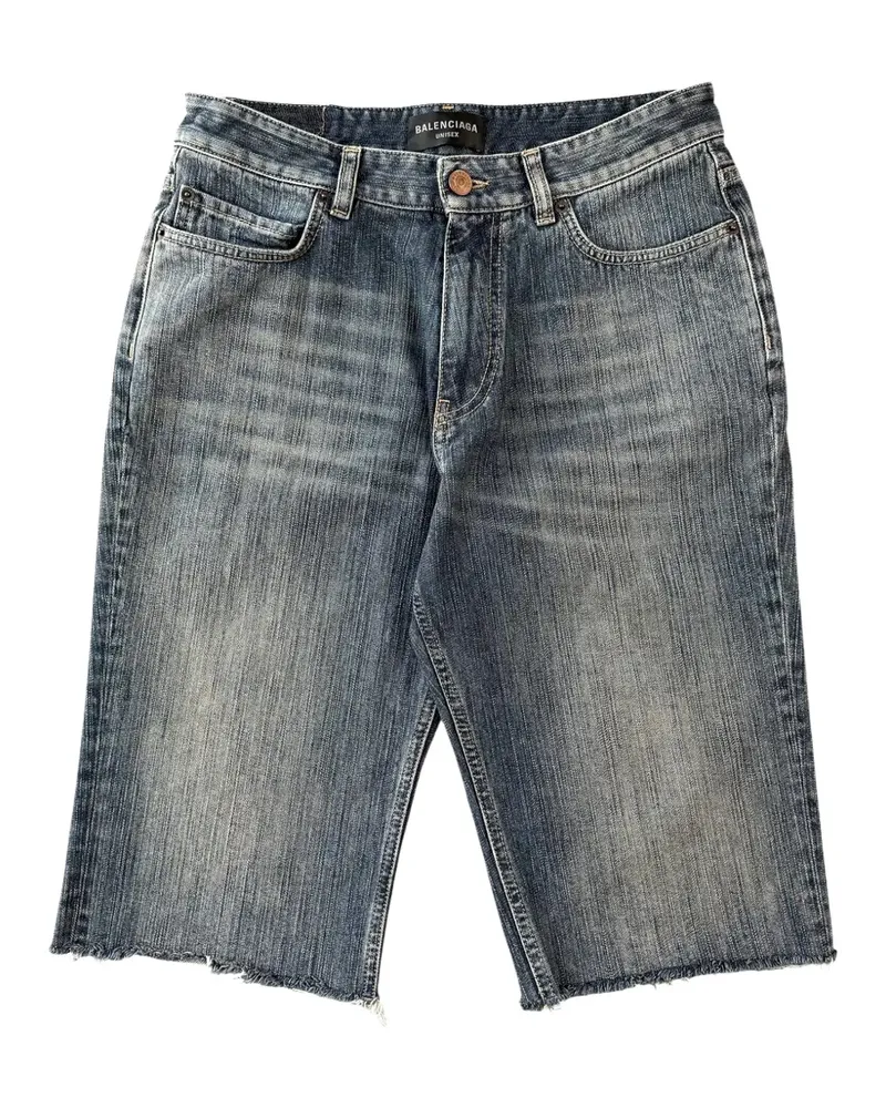 Balenciaga Ausgeblichene Jeans-Shorts mit ungesäumten Kanten - Blau Blau