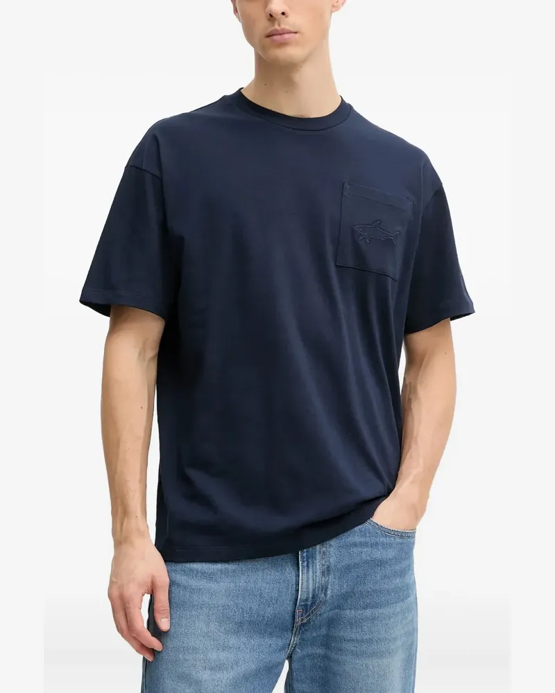 Paul & Shark T-Shirt mit bestickter Brusttasche - Blau Blau