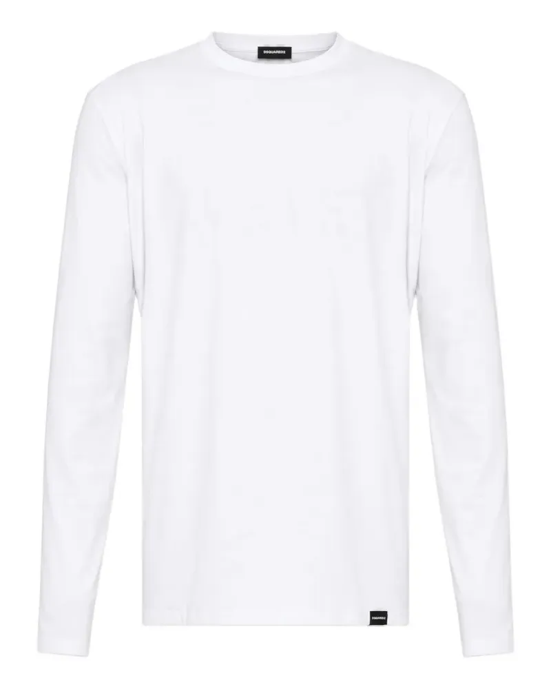 Dsquared2 Langarmshirt mit Logo-Patch - Weiß Weiß