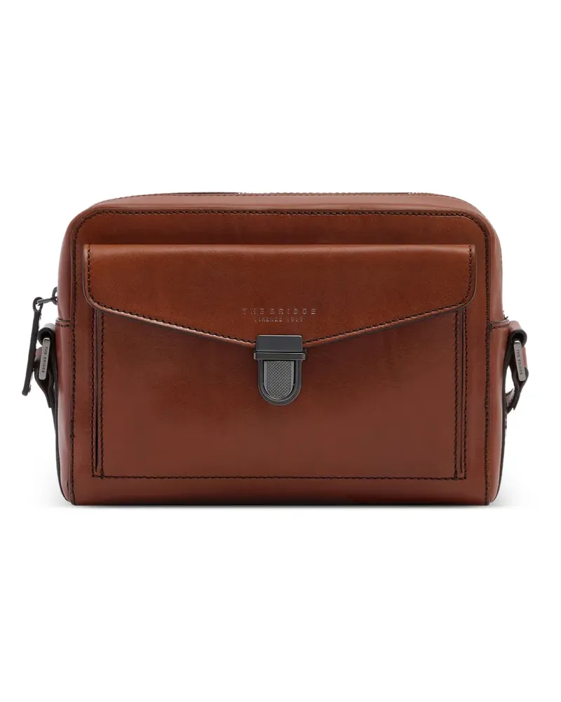 The Bridge leather push-lock laptop bag - Braun Braun
