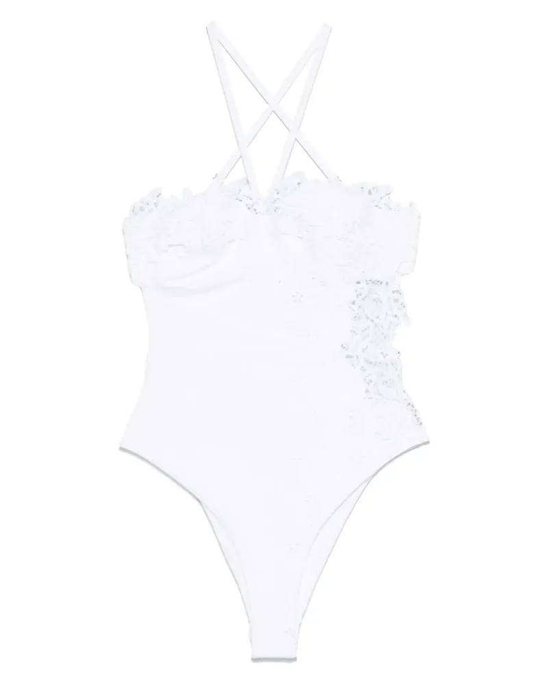 Ermanno Scervino Badeanzug mit Spitzeneinsätzen - Weiß Weiß