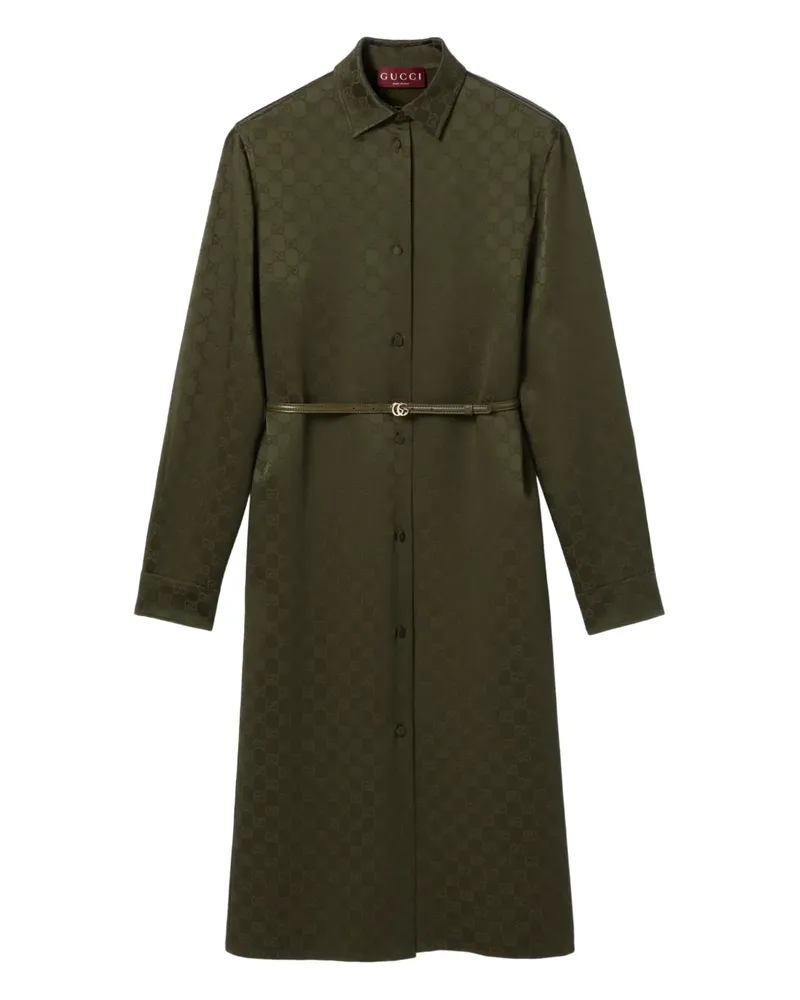 Gucci Midi-Hemdkleid mit klassischem Kragen - Grün Grün