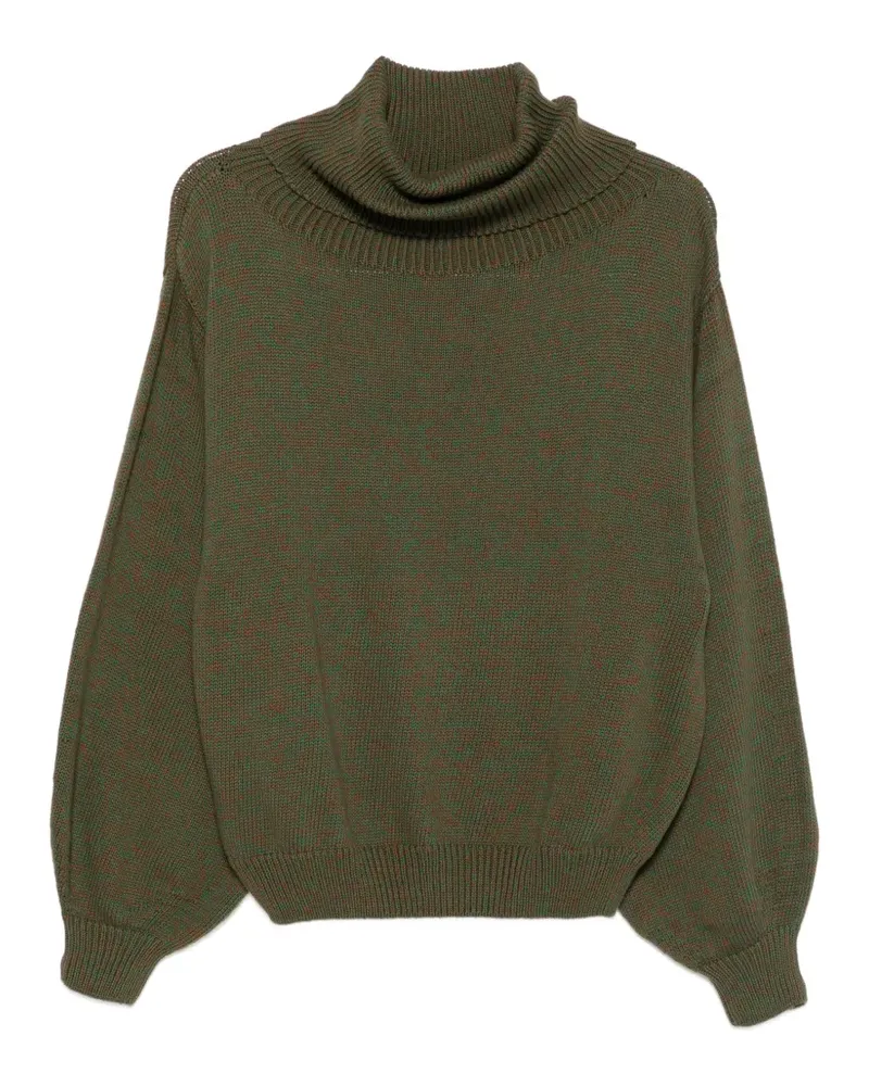 Baserange Gerippter Rollkragenpullover - Grün Grün