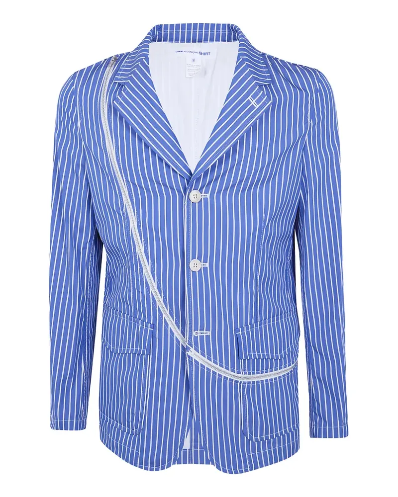 Comme des Garçons stripe-pattern zip-detail suit jacket - Blau Blau
