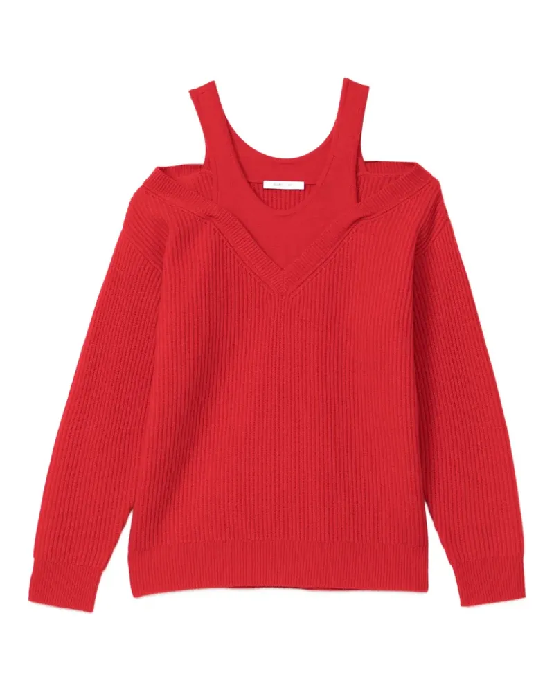 Helmut Lang Gerippter Pullover mit Cut-Out - Rot Rot
