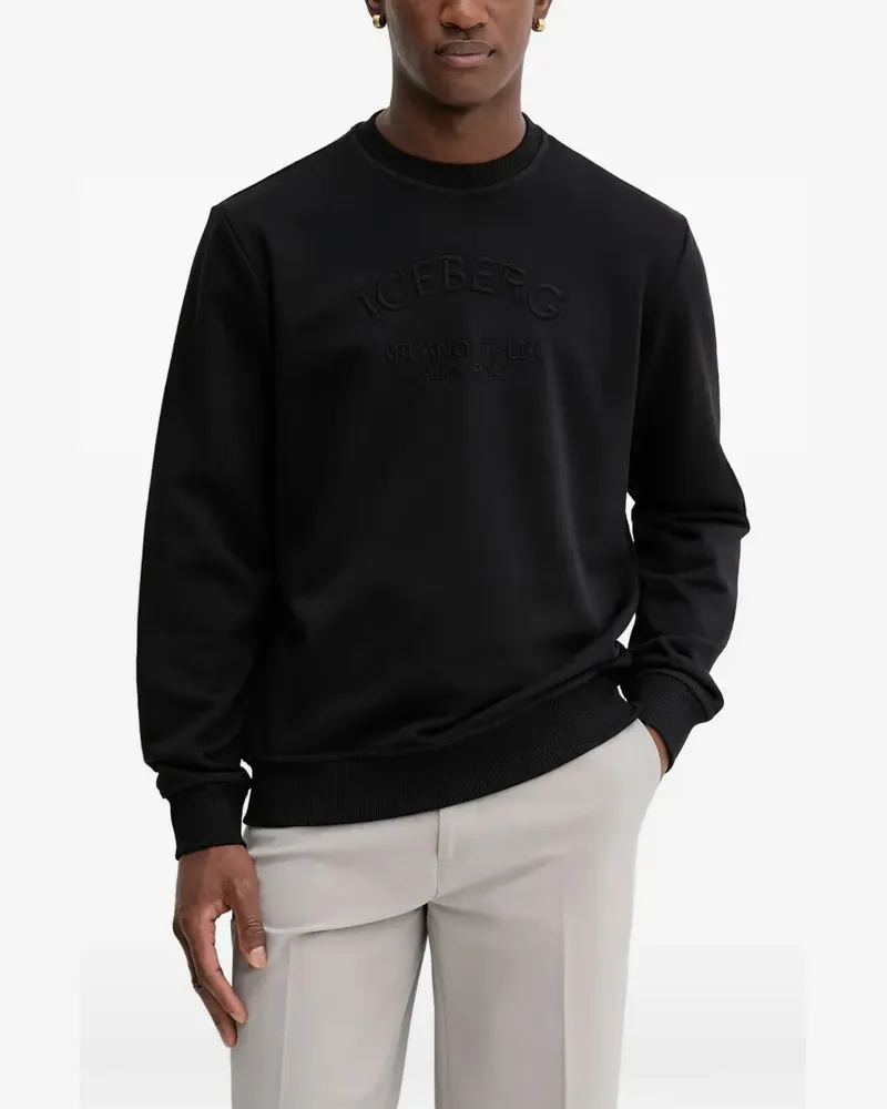 Iceberg Sweatshirt mit Logo-Prägung - Schwarz Schwarz