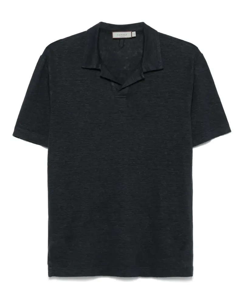 Canali T-Shirt aus Leinen - Blau Blau