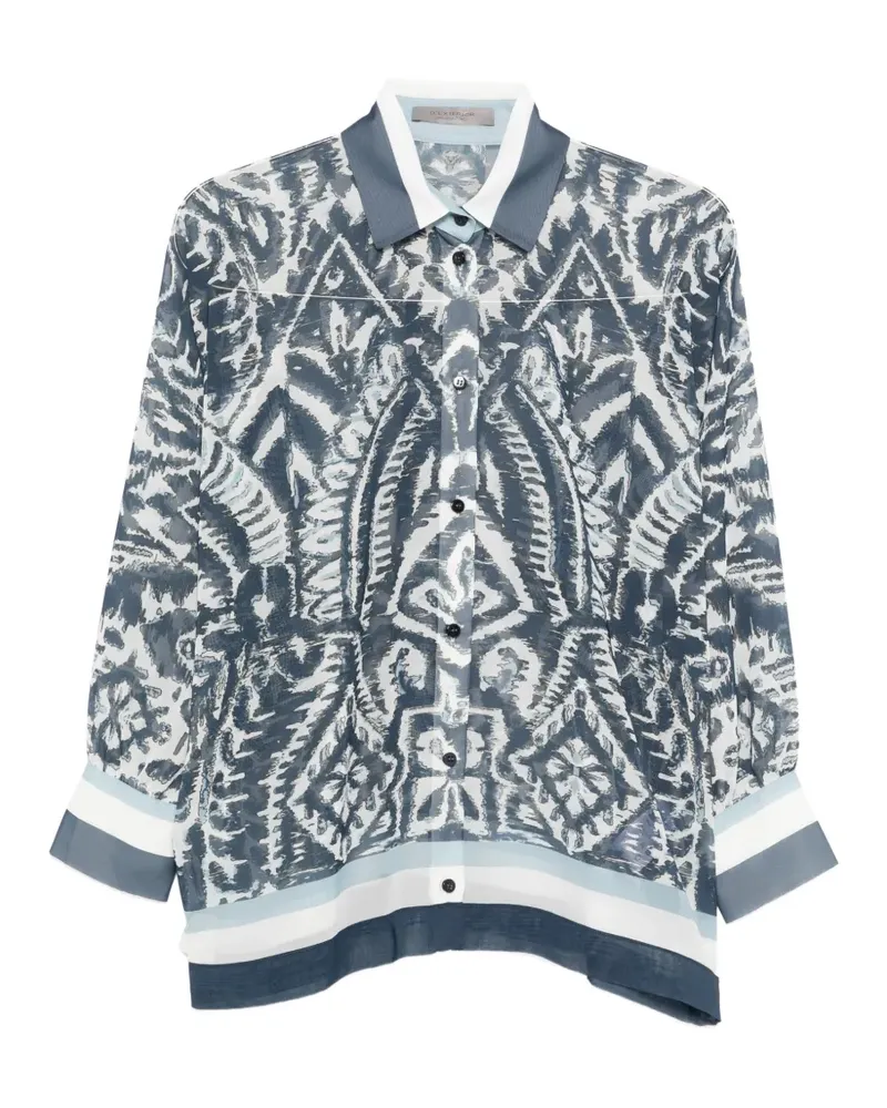 D.EXTERIOR buttoned printed top - Blau Blau