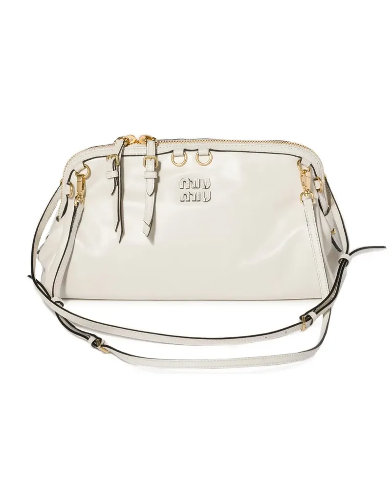 Miu Miu Caprice shiny leather clutch - Weiß Weiß