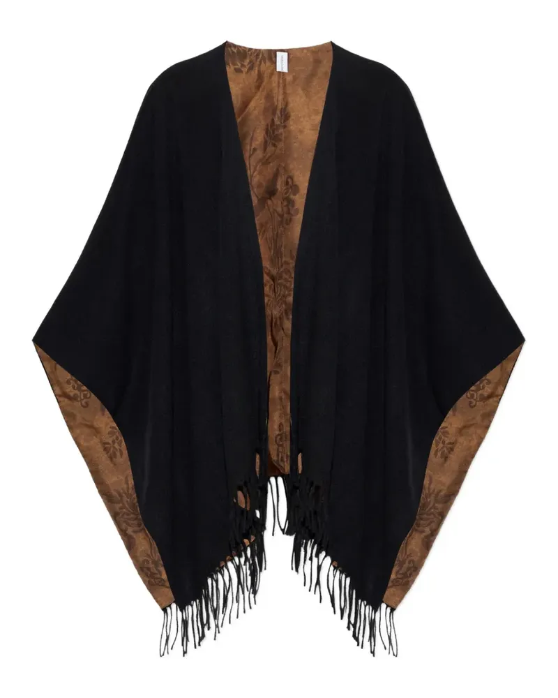Ferragamo Doppelseitiger Poncho mit Fransen - Schwarz Schwarz
