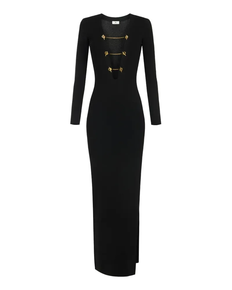Elisabetta Franchi Red Carpet knit dress with jewel chains - Schwarz Schwarz