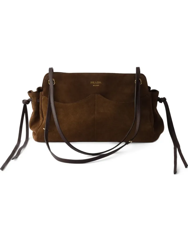 Prada Großer Carry Tote Bag aus Wildleder - Braun Braun