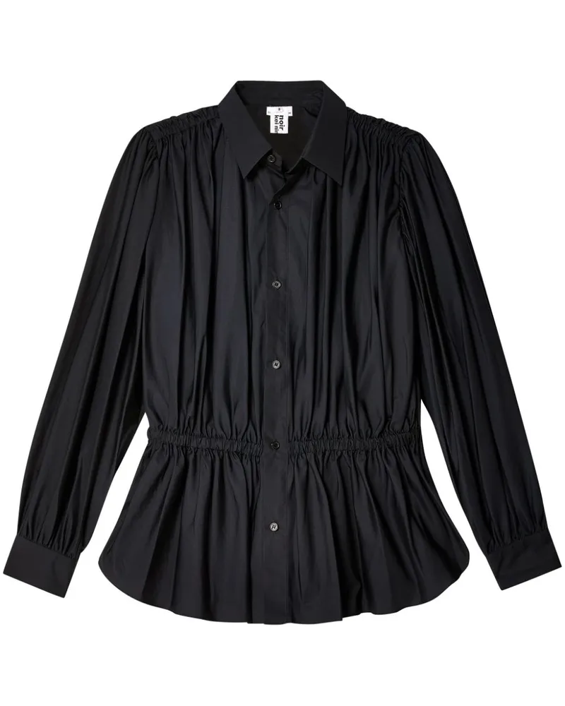 Noir Kei Ninomiya ruched cotton shirt Schwarz