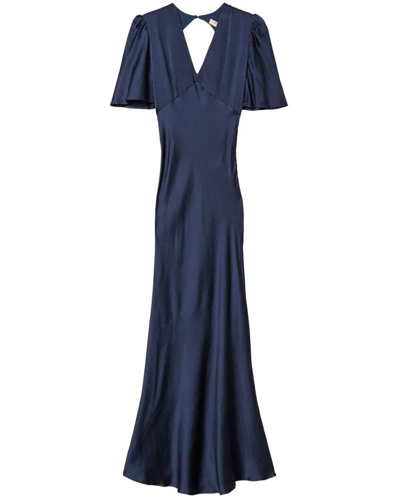 Twin-Set Maxikleid aus Satin - Blau Blau