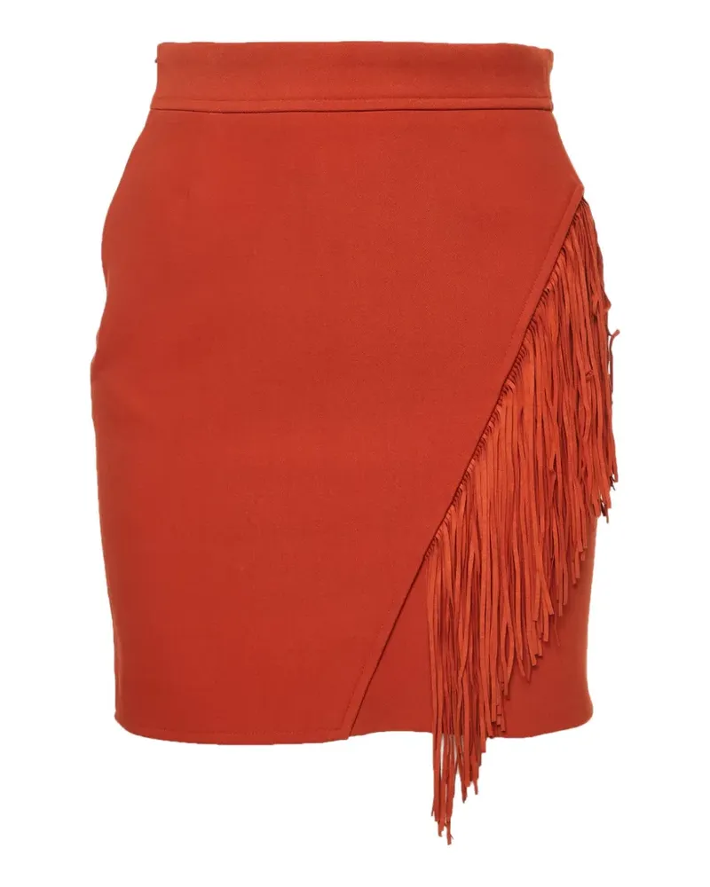 Maje fringed wrap-style mini skirt - Orange Orange