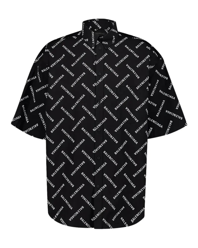 Balenciaga Popeline-Hemd mit Logo-Print - Schwarz Schwarz