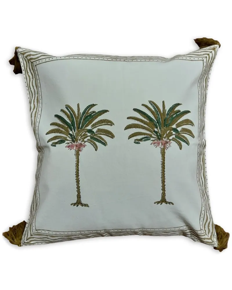 Les-Ottomans Kissen mit Palmen-Print - Blau Blau