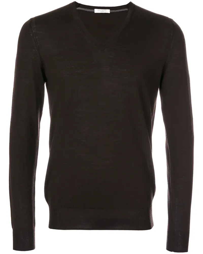 Paolo Pecora Milano Pullover mit V-Ausschnitt - Braun Braun
