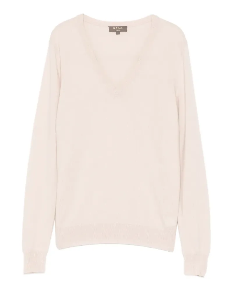 N.Peal Phoebe Pullover mit V-Ausschnitt - Nude Nude