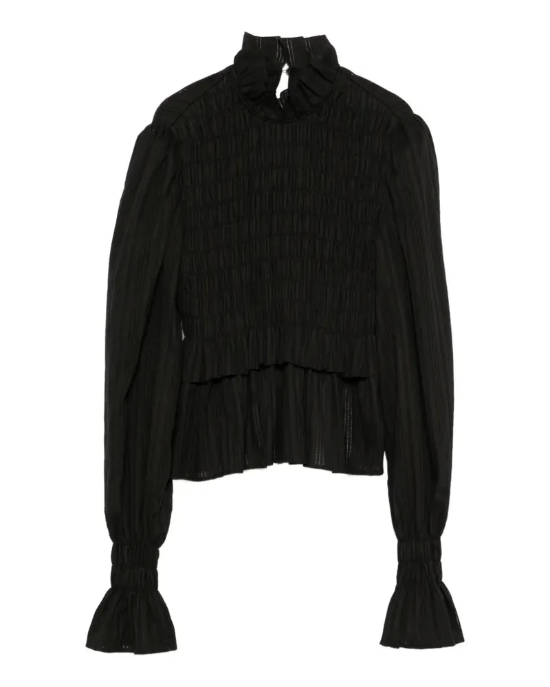 Ann Demeulemeester Gesmokte Bluse - Schwarz Schwarz