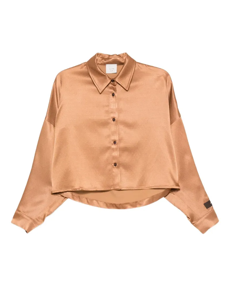 ALYSI Cropped-Hemd mit langen Ärmeln - Braun Braun