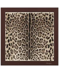 Dolce & Gabbana Seidenschal mit Leoparden-Print Braun