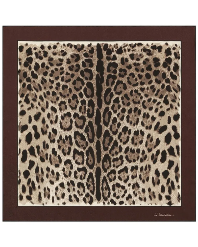 Dolce & Gabbana Seidenschal mit Leoparden-Print - Braun Braun