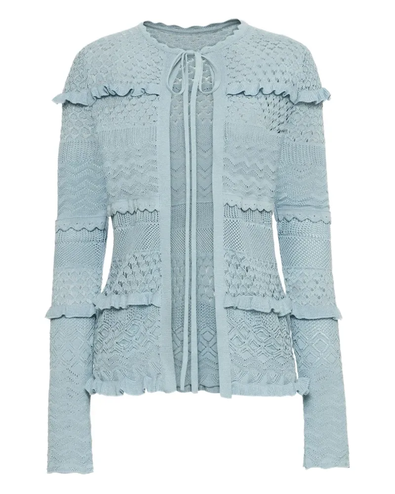 Oscar de la Renta Cardigan mit gewelltem Saum - Blau Blau
