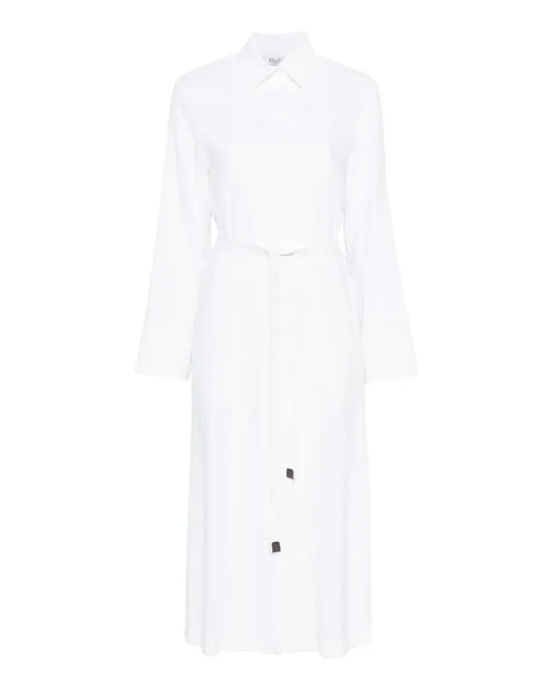 Max Mara Midikleid mit Gürtel - Weiß Weiß