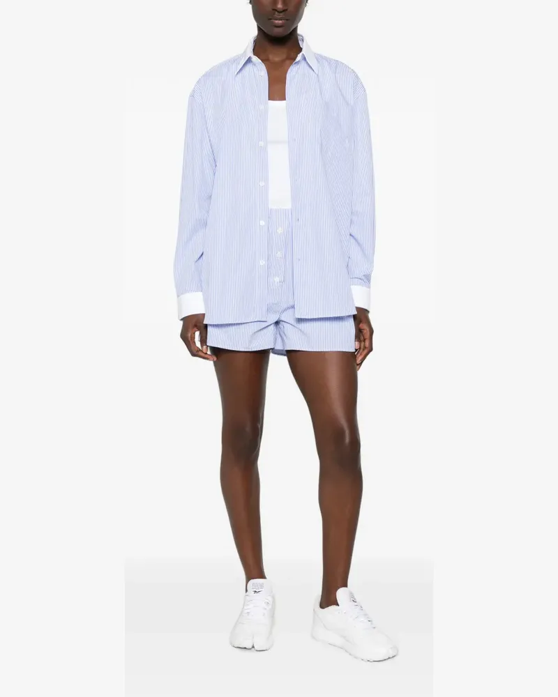 SPORTY & RICH striped button-detail shorts - Blau Blau
