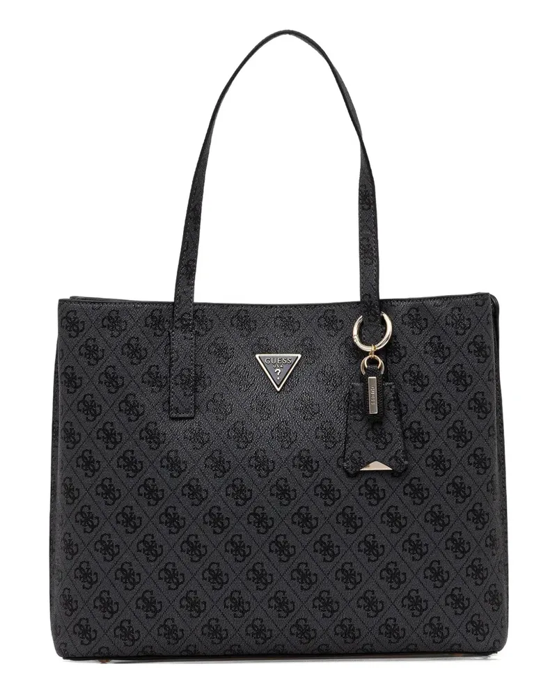 Guess Meridian Tote Bag mit Monogramm-Anhänger - Schwarz Schwarz