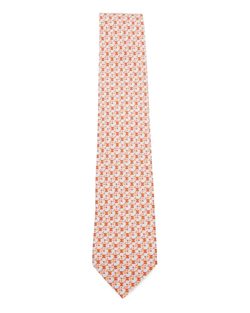 Ferragamo Gancini geometric-pattern tie - Orange Orange