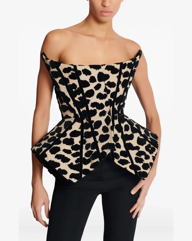 Balmain Strukturierte Bluse mit Leoparden-Print - Nude Nude