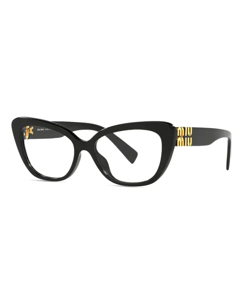 Miu Miu Cat-Eye-Brille mit Logo - Schwarz Schwarz