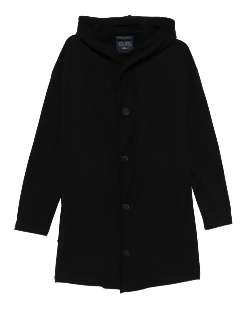 Yohji Yamamoto Kapuzenmantel mit Knopfverschluss - Schwarz Schwarz