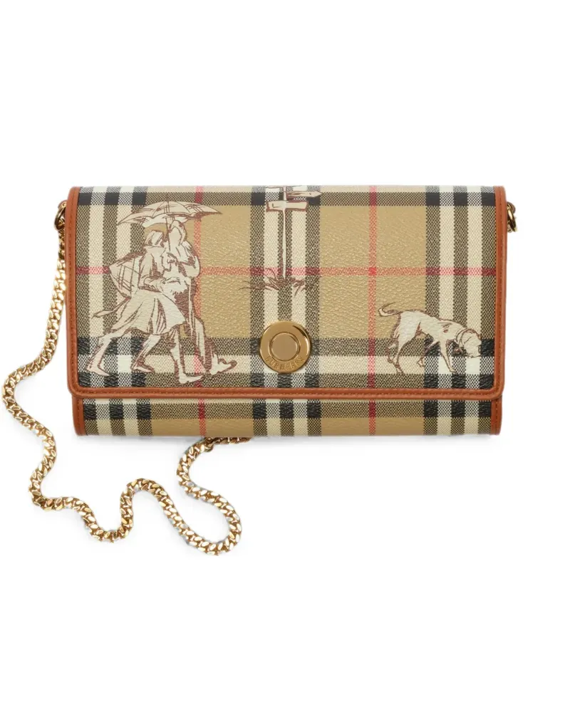 Burberry Mates Schultertasche mit Karomuster und Kettenriemen - Nude Nude