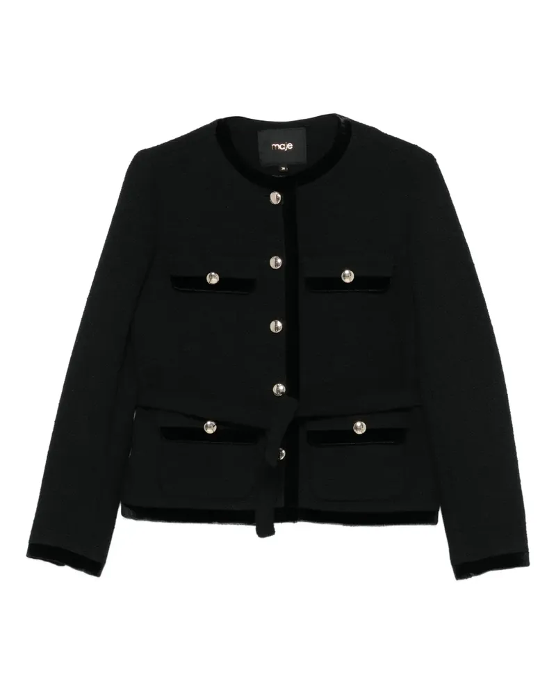 Maje Jacke mit Samtbesatz - Schwarz Schwarz