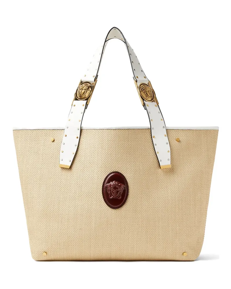 Versace Rivière large raffia tote - Nude Nude