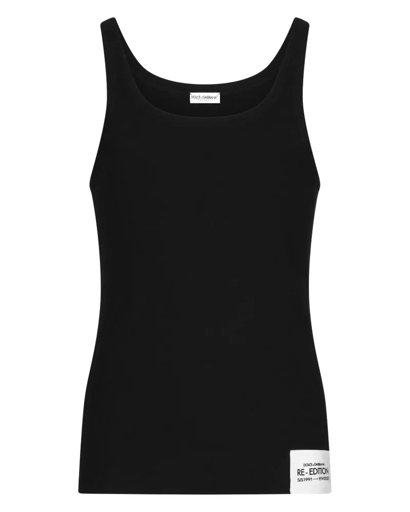 Dolce & Gabbana Trägershirt mit Logo-Patch - Schwarz Schwarz