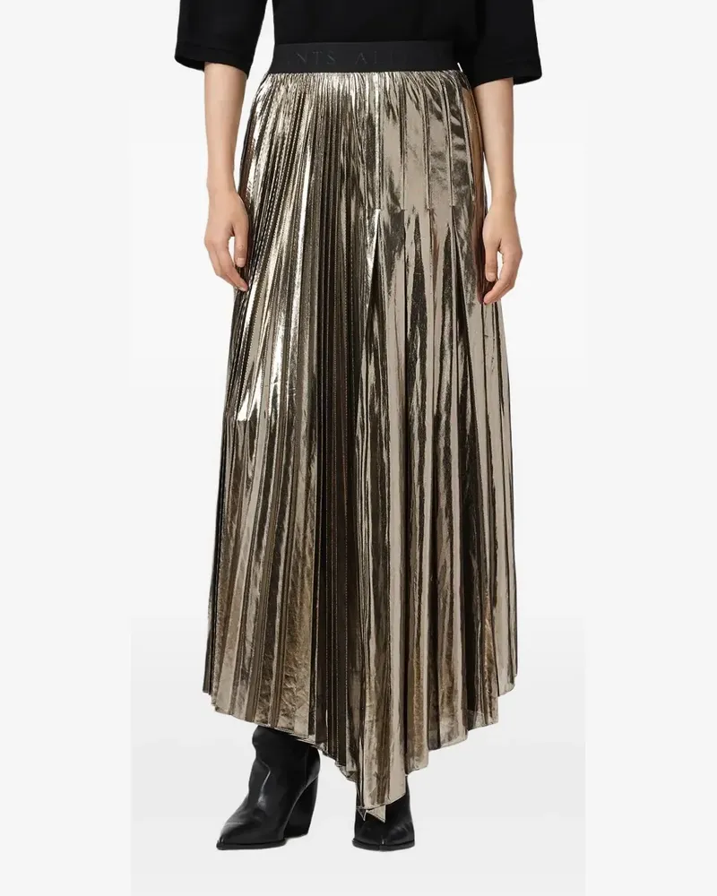 AllSaints Jax pleated midi skirt - Gold Gold