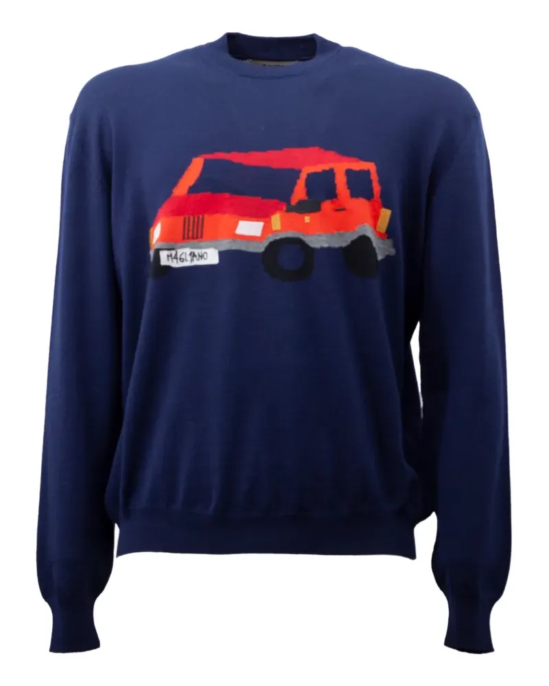 Magliano Wollpullover mit Auto-Applikation - Blau Blau