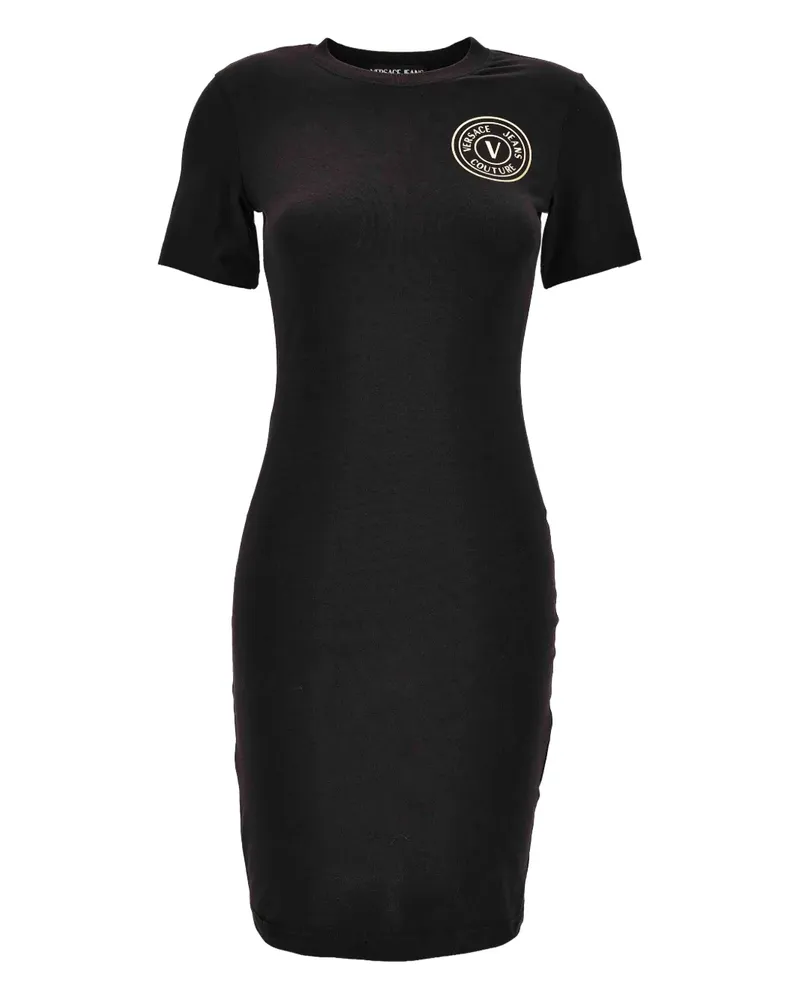 Versace Jeans Midikleid mit Logo-Print - Schwarz Schwarz
