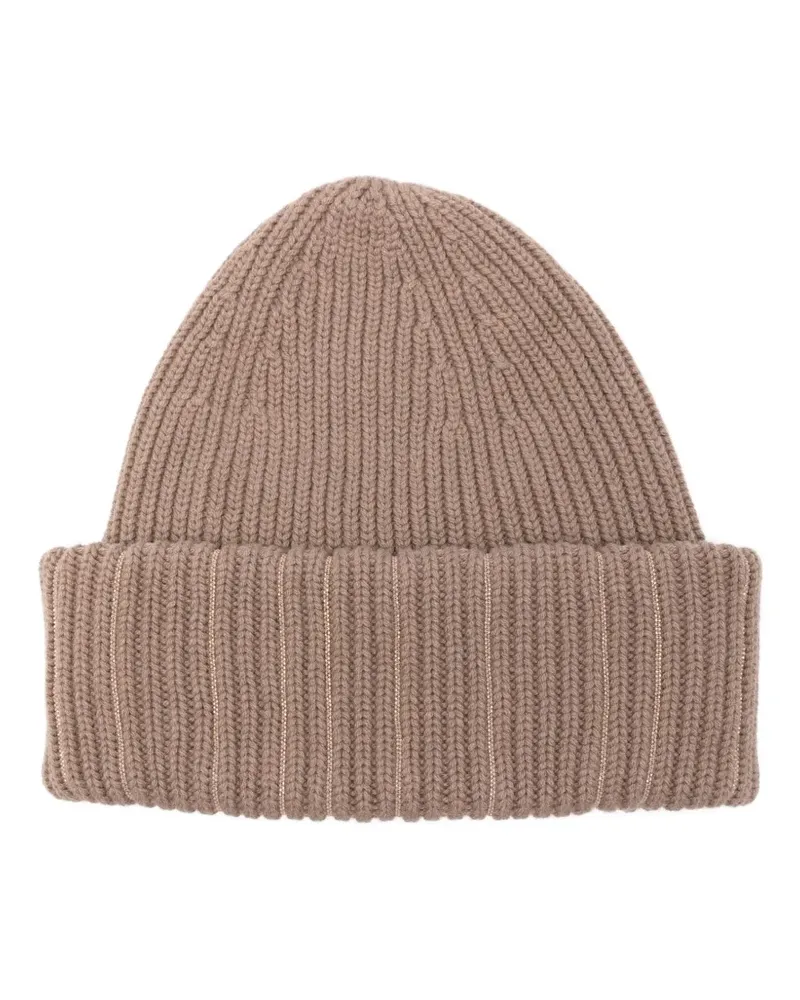Fabiana Filippi Gerippte Beanie mit Metallic-Garn - Braun Braun